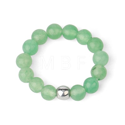 4MM Round Natural Dyed Green Aventurine Beaded Stretch Rings LS-VM0712-12-1
