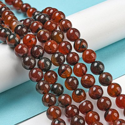 Natural Agate Round Bead Strands G-R197-8mm-1