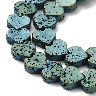 Electroplated Natural Lava Rock Beads Strands G-Q1009-G01-01-1