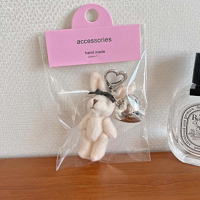 Cute Fluffy Rabbit Keychain PW-WGFE0BE-03-1