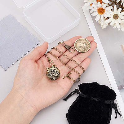 Brass Empty Bead Cage Pendant Decorations HJEW-PH02506-1