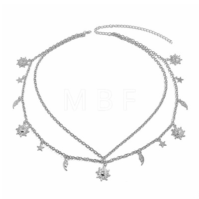 Alloy Moon Sun Star Double Layer Tassel Waist Chains WG6E939-02-1