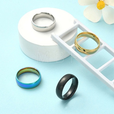 4Pcs 4 Colors 201 Stainless Steel Plain Band Rings Set for Women RJEW-YW0001-04-1