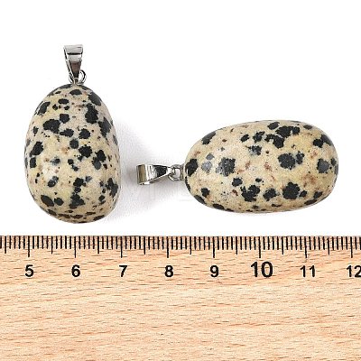 Natural Dalmatian Jasper Tumbled Stone Pendants GG-K002-06L-1