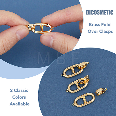 DICOSMETIC 8Pcs 2 Colors Brass Fold Over Clasps KK-DC0003-66-1