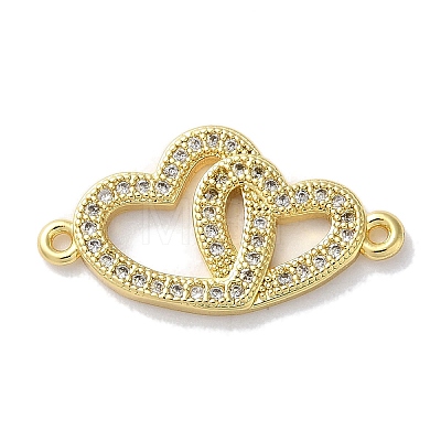 Rack Plating Brass Micro Pave Clear Cubic Zirconia Connector Charms KK-Z039-36G-1