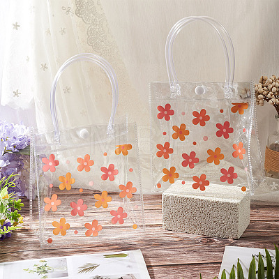 Rectangle Transparent Printed PVC Plastic Gift Tote Bags ABAG-TADJ0002-002B-1