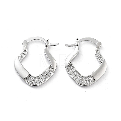 Twist Rhombus Brass with Cubic Zirconia Hoop Earrings EJEW-Q811-29P-1