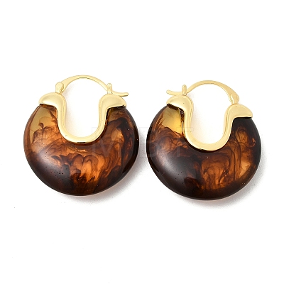 Brass Resin Hoop Earrings EJEW-P333-11C-G02-1