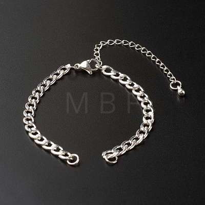 Handmade 304 Stainless Steel Curb Chains Bracelets Making Accessories AJEW-JB01021-1