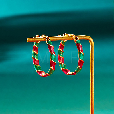 Christmas Alloy Enamel Twist Hoop Earrings FS-WG4C0CB-05-1