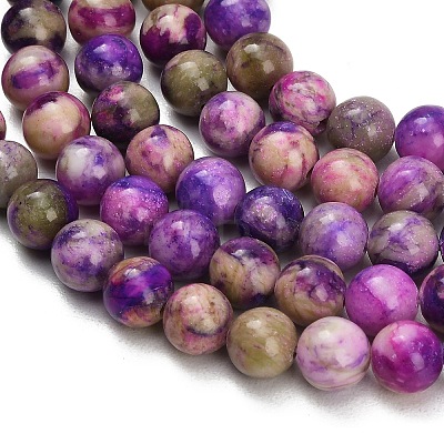 Dyed Natural White JadeImitation Charoite Smooth Round Beads Strands GG-CBA3334-A01-8mm-B-1