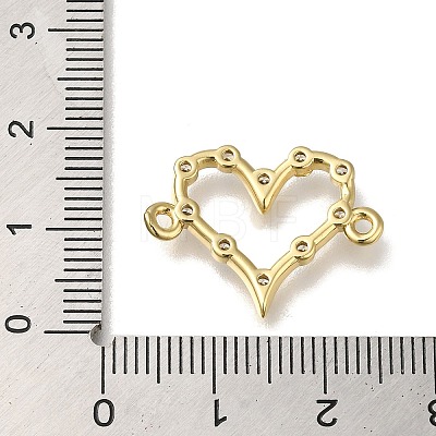 Rack Plating Brass Pave Clear Cubic Zirconia Heart Links Connector Charms KK-K373-11A-G-1