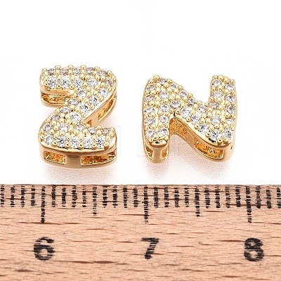 Brass Micro Pave Clear Cubic Zirconia Beads KK-T071-17G-Z-1