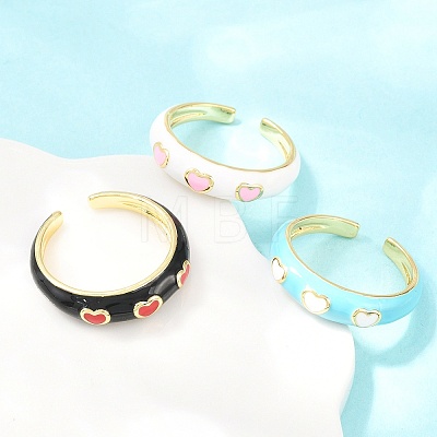 Brass Enamel Cuff Open Rings RJEW-P190-01G-1