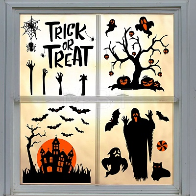 Halloween Theme Chemical Fiber Oil Canvas Self Adhesive Window Decorations AJEW-WH0182-001-1