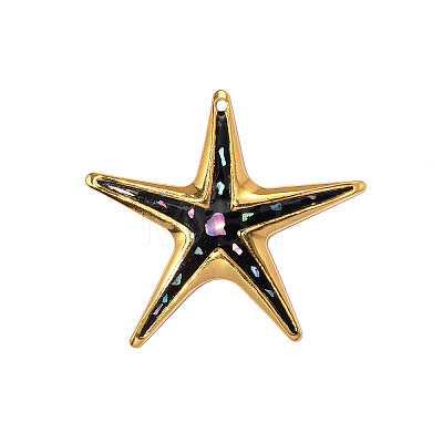 304 Stainless Steel Enamel Big Pendants STAS-OY014-46G-1