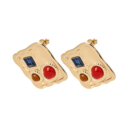 304 Stainless Steel Rhinestone Stud Earrings SA-CBAF6AD-26G-A-1