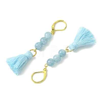 Polycotton Tassel Leverback Earrings EJEW-JE06004-1