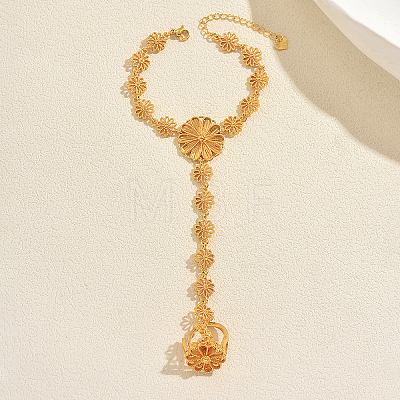 Brass Sunflower Single Finger Ring Bracelets for Women Party Wedding Elegant Jewelry WK3568-1