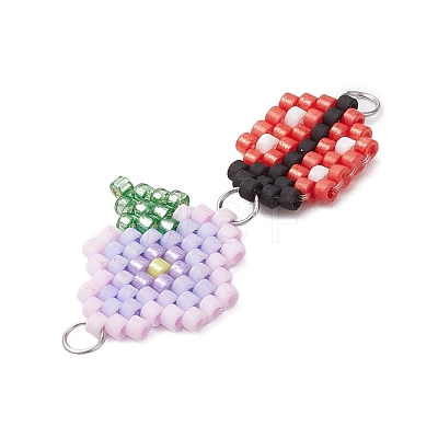 Handmade Glass Seed Beads Woven Connector Charms PALLOY-MZ00311-02-1