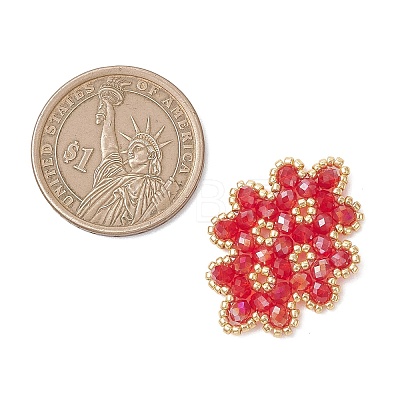 Woven Glass Beaded Connector Charms PALLOY-MZ01201-02-1