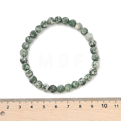 Natural Green Spot Jasper Bead Stretch Bracelets BJEW-K212-A-017-1