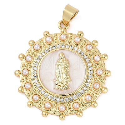 Rack Plating Brass Micro Pave Clear Cubic Zirconia Pendants KK-P287-36B-G-1