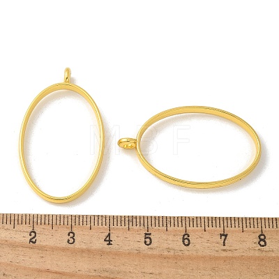 Rack Plating Alloy Oval Open Back Bezel Pendants X-PALLOY-S047-26E-FF-1