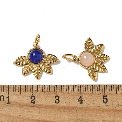 Ion Plating(IP) 304 Stainless Steel with Natural & Synthetic Gemstone Pendants STAS-G351-24G-1