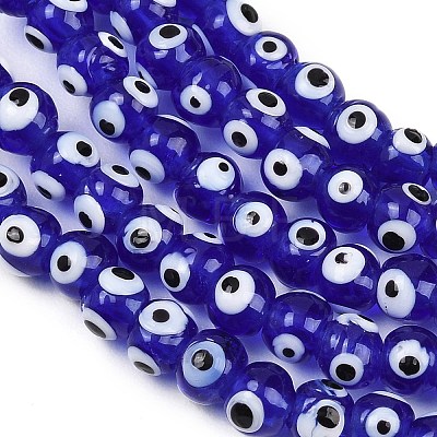 Handmade Evil Eye Lampwork Beads Strands LAMP-Z021-01B-1