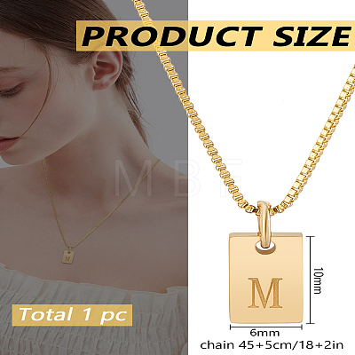 1Pc Stainless Steel Letter Rectangle Pendant Necklaces NJEW-LP0001-34M-G-1