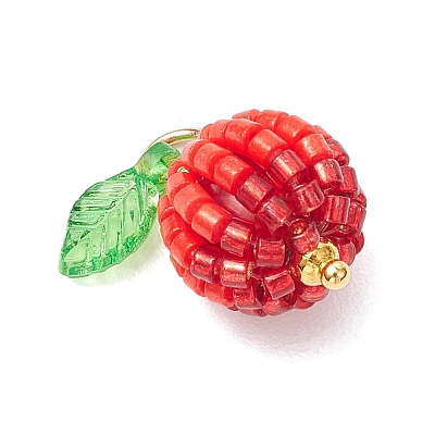 Glass Seed Beaded Berry Fruit Pendants PALLOY-MZ00729-01-1
