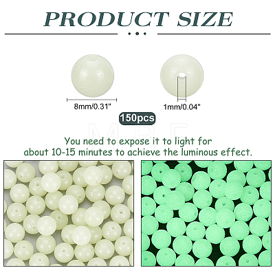  150Pcs Synthetic Luminous Stone Beads Strands G-PH0019-18-1
