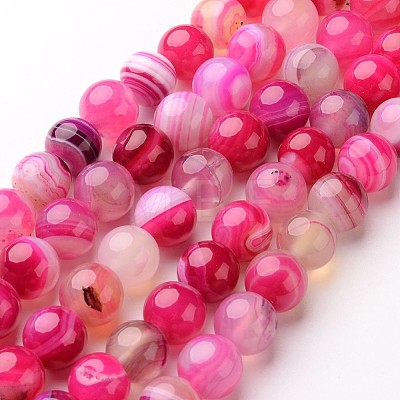 Natural Striped Agate/Banded Agate Beads Strands G-D845-01C-10mm-1