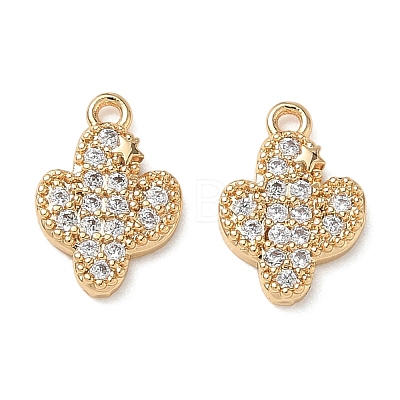 Brass Micro Pave Clear Cubic Zirconia Charms KK-D261-03G-1