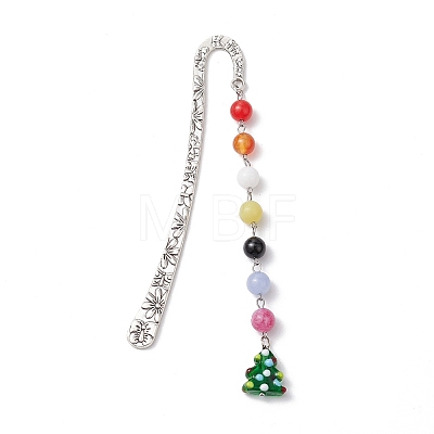 Christmas Theme Alloy Hook Bookmarks AJEW-JK00337-1