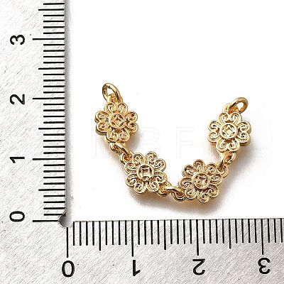 Brass 4 Flowers Links Connector Charms KK-K378-59G-1