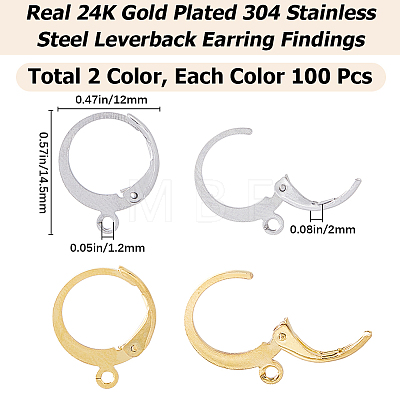 SOFPLATE 2 Colors 304 Stainless Steel Leverback Earring Findings STAS-SP0001-09B-1