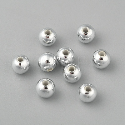 Plating Plastic Acrylic Round Beads PACR-L003-6mm-S-1