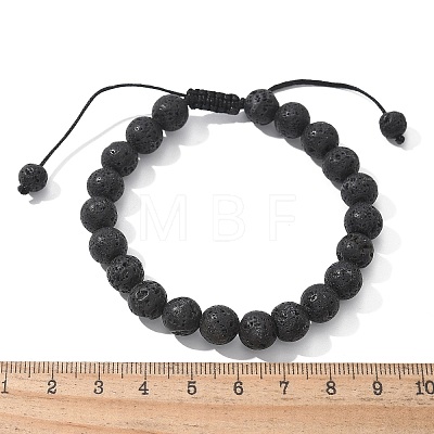 Natural Lava Rock Braided Bead Bracelets BJEW-R304-01-8mm-1