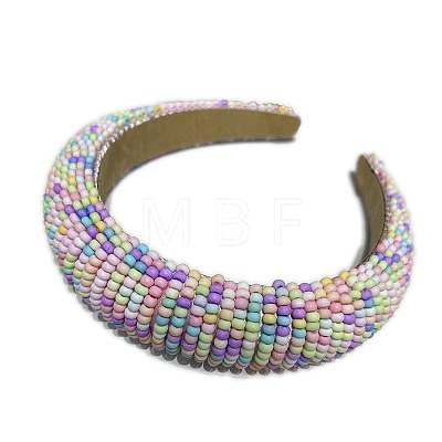 Fashiona Glass Seed Beads Hair Bands PW-WGC41EC-05-1