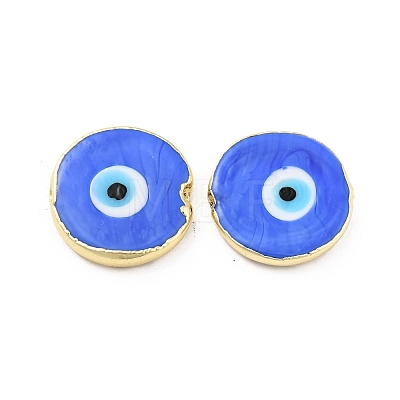 Rack Plating Handmade Evil Eye Lampwork Beads KK-F838-02E-G-1