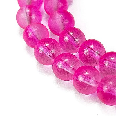 Frosted Transparent Glass Bead Strands GLAA-P065-8mm-11-1