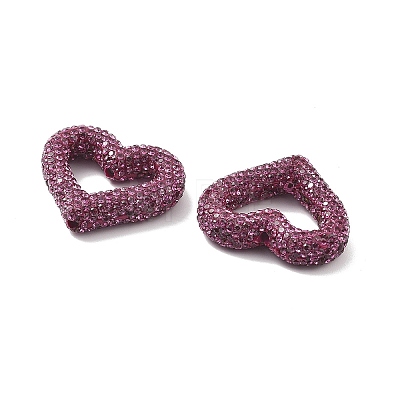 Heart Shape Polymer Clay Rhinestone Beads CLAY-NH0001-09B-10-1