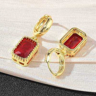 Brass Glass Dangle Hoop Earrings for Women KK-CBA760A-04G-1