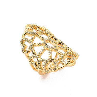 Brass Micro Pave Cubic Zirconia Rings RJEW-R146-01G-1