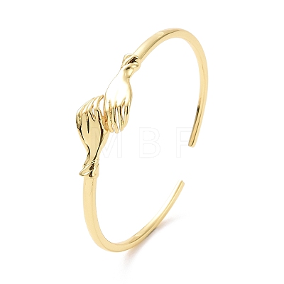 Brass Double Hand Hug Cuff Bangle for Women BJEW-G661-01G-1