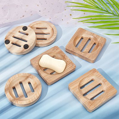 16Pcs 2 Style Bamboo Soap Dishes with Anti Slip Pad AJEW-GA0005-76-1
