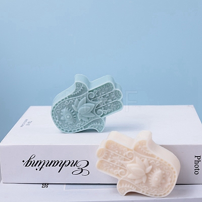 DIY Silicone Hamsa Hand with Lotus Soap Molds PW-WG59844-01-1